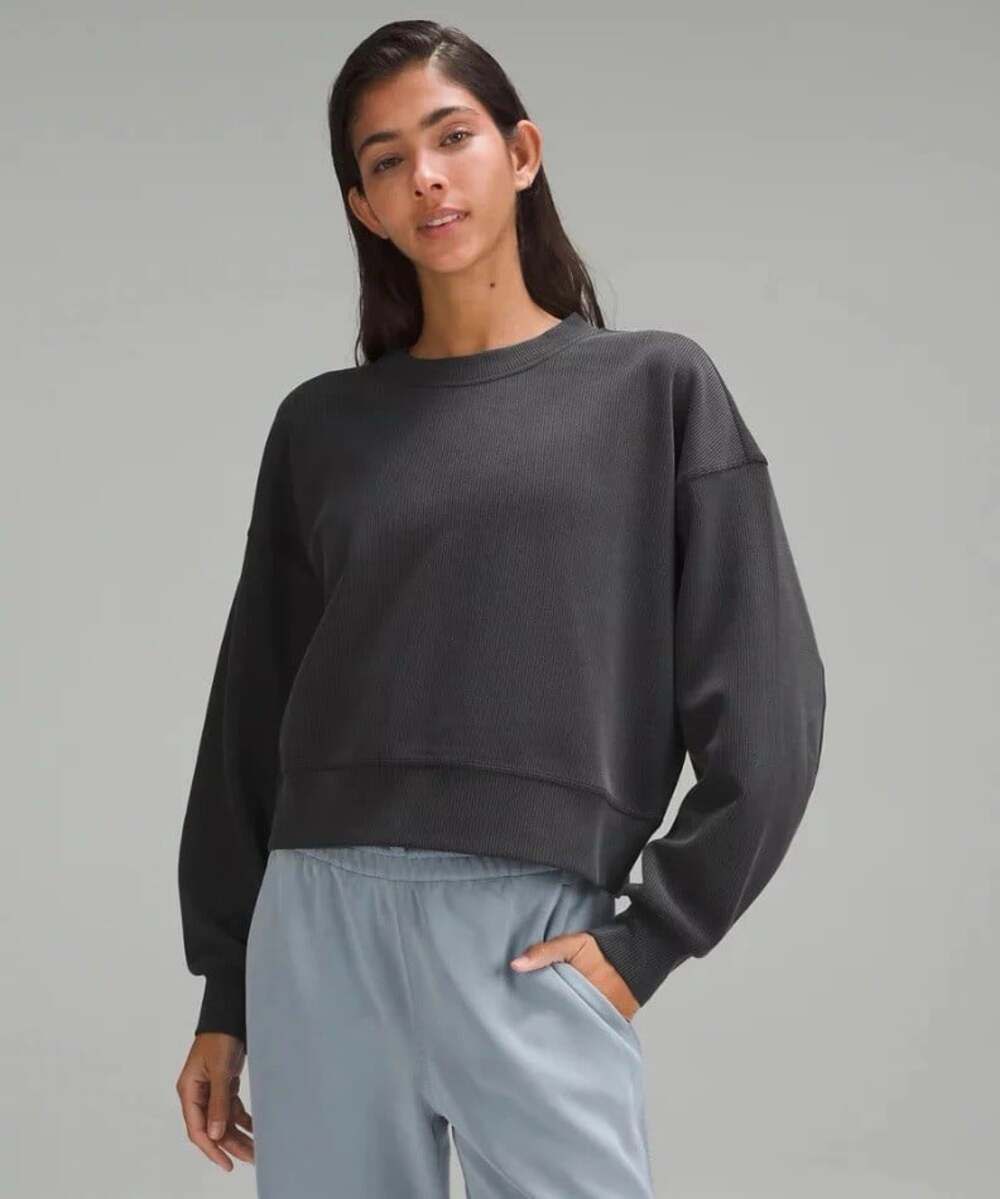 Lululemon Ribbed Softstreme Perfectly Oversized Sweatshirt Dark Gray Size 10